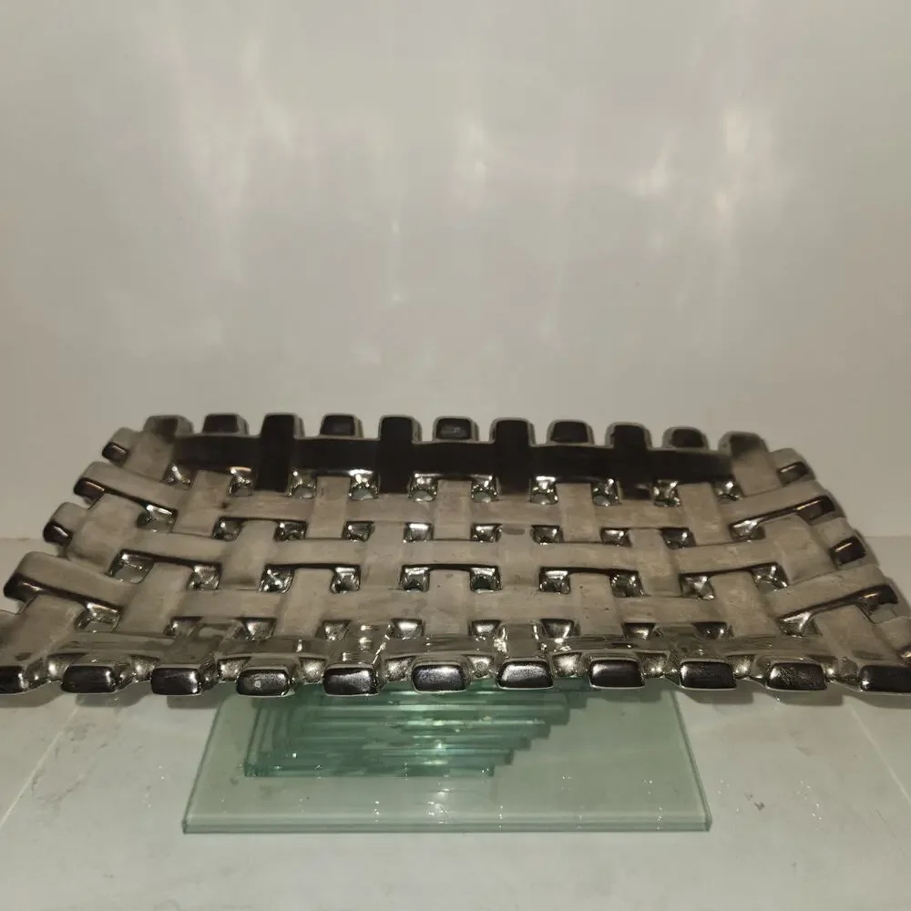 Heavy Metal Tone Basket Weave Tray